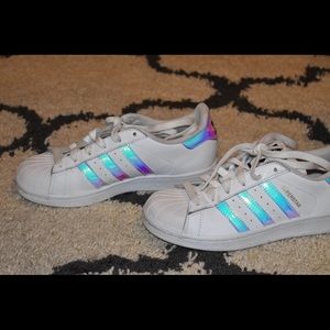 Girls Holographic Adidas Super Stars